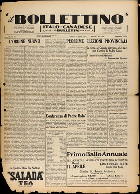 Il Bollettino Italo-Canadese, 13 Apr 1934