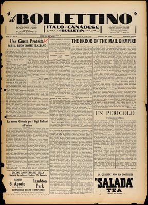 Il Bollettino Italo-Canadese, 20 Jul 1934