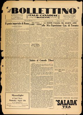 Il Bollettino Italo-Canadese, 10 Aug 1934