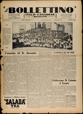 Il Bollettino Italo-Canadese, 12 Oct 1934