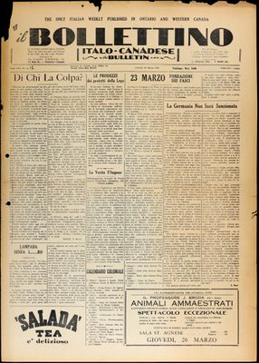 Il Bollettino Italo-Canadese, 20 Mar 1936