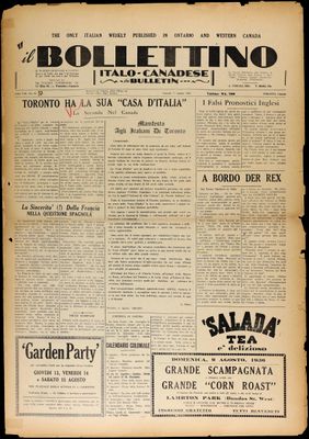 Il Bollettino Italo-Canadese, 7 Aug 1936