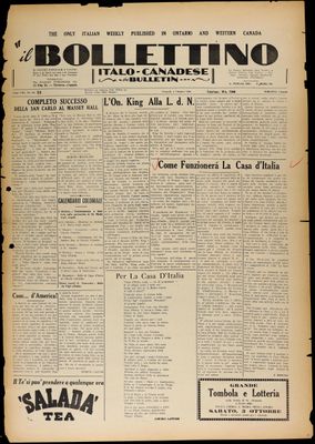 Il Bollettino Italo-Canadese, 1 Oct 1936