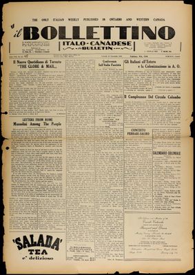 Il Bollettino Italo-Canadese, 27 Nov 1936