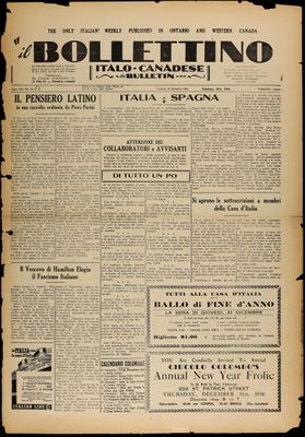 Il Bollettino Italo-Canadese, 18 Dec 1936