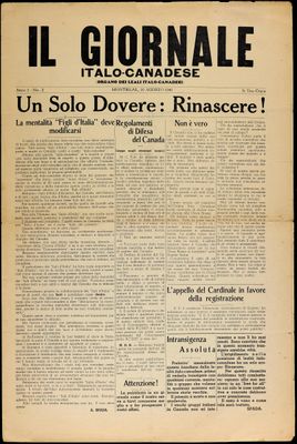 Il Giornale Italo-Canadese, 10 Aug 1940