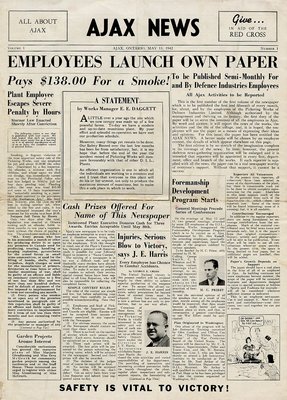 <i>Ajax News</i> Covering the First Publication of DIL Workers' Own Newspaper, 1942