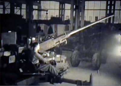 Bofors anti-aircraft gun at Defence Industries Limited. (no audio)