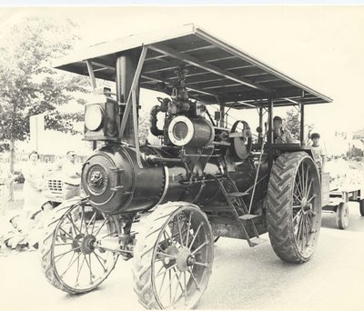 An old tractor used as a float for Home Week