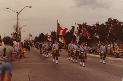 The Royal Canadian Legion bearing flags