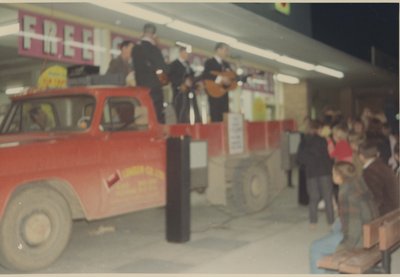 A band playing on a truck