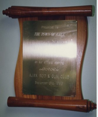 Ajax Rod and Gun Club Plaque