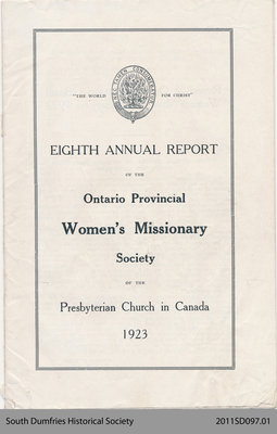 Annual Report of the Women's Missionary Society