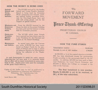 Leaflet of the Presbyterian Church in Canada