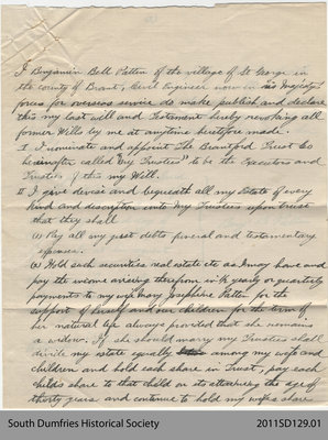 Last Will and Testament of Benjamin Bell Patten