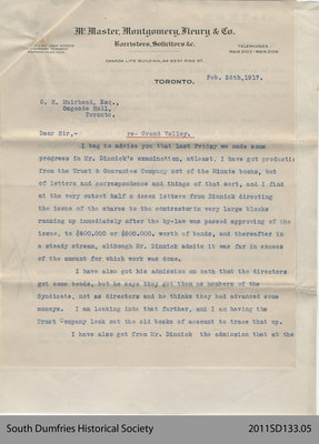 Letter from McMaster, Montgomery, Fleury & Co to Mr. Muirhead