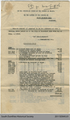 Document Relating to the Estate of Frank Kitchen Bell