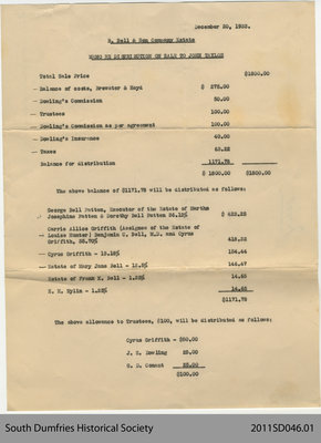 Documents Relating to the Settlement of Bell & Son Estate