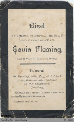 Funeral Card, Gavin Fleming