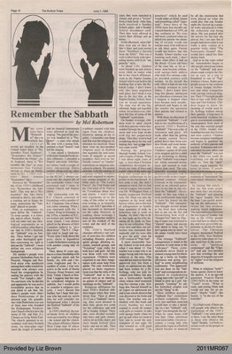 Remember the Sabbath by Mel Robertson, from the Burford Times