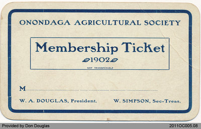 Membership Ticket: Onondaga Agricultural Society