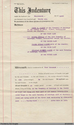 Indenture Granting Walker Land to Rosswell Wilson Douglas