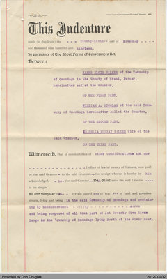 Indenture Granting Walker Land to William Douglas