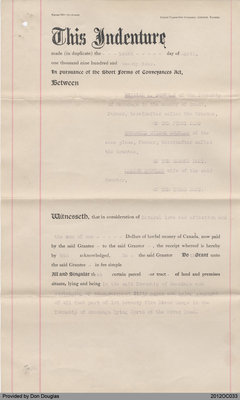 Indenture Granting Douglas Land to Rosswell Douglas