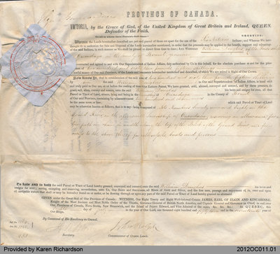 Land Grant to William Douglas