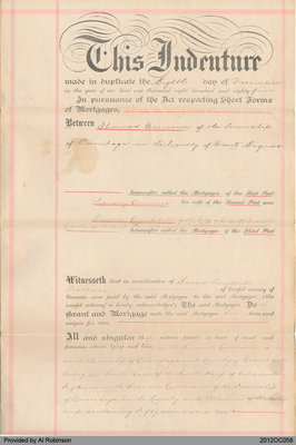 Mortgage Document between Thomas Armour and David Campbell