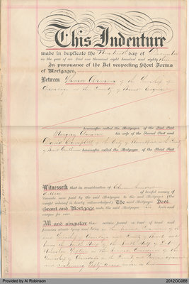 Mortgage Document between Thomas Armour and David Campbell