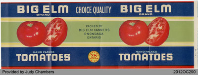 Big Elm Tomato Can Label