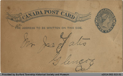 Postcard to Member of the Yates Family