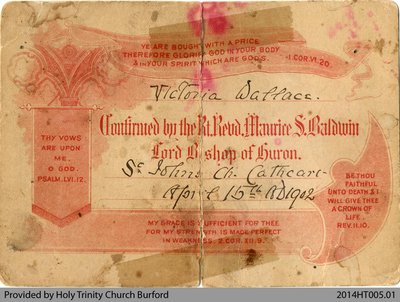 Confirmation Certificate for Victoria Wallace