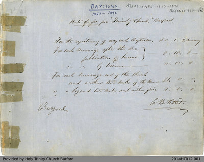 Marriages at Holy Trinity Church Burford 1853-90