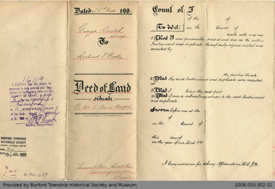 Land Deed Agreement Between George Smith and Richard L. Brooks