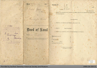 Land Deed Agreement Between James Yates and Remington Marsh