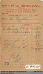 Receipt Issued by P.A. Sprowl for Mrs. H. Miller