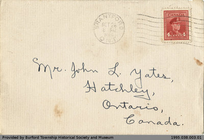 Letter Written to John L. Yates