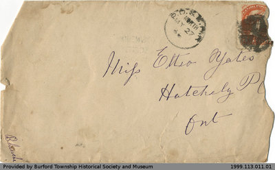 Letter Addressed to Ettie Yates