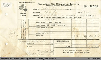 Invoice Issued by Canadian Oil Companies Ltd. for Robert Brown