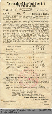 Tax Bill Issued to W.C. Bennett