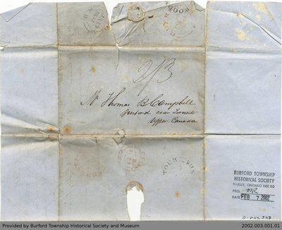 1851 Letter Written to Thomas B Campbell from W.H. Fisher