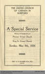 1926 Burford United Church Amalgamation Service Programme
