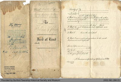 Deed of Land Transfer from Henry Cox and William Lewis to William Chrysler