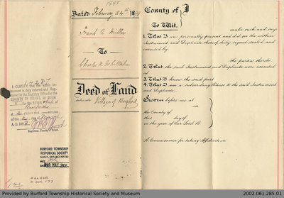 Deed of Land Transfer from Frank A. Miller to Charles H. Whittaker