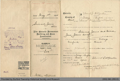 Mortgage Issued to Stewart Jarvis by the Canada Permanent Building and Loan Association