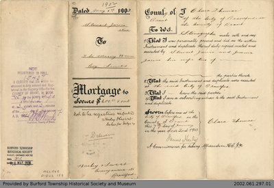 Mortgage Issued to Stewart Jarvis by the Massy Harris Company