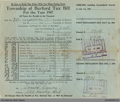 Tax Bill for Donald Dawes