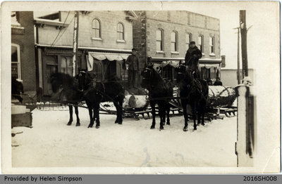 Horses Pulling Logs on Howell Block Postcard